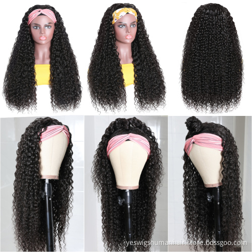 Wholesale Straight Raw Indian Virgin Cuticle Aligned Human Hair Headband Wig None Lace Wig Human Hair For Black Women Vendor